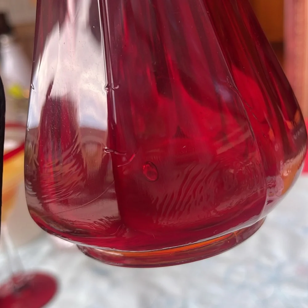 Vintage red  Swung Vase 14” glow